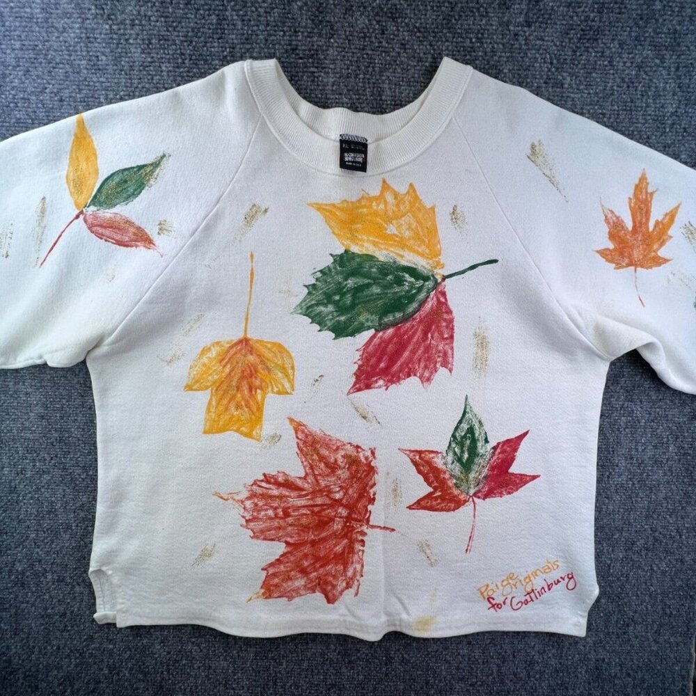 VTG Screen Stars Sweater Sweatshirt XL 90’s Women’s USA Made Floral Glitter